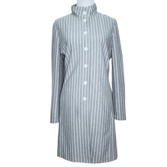 209 wst Womens Jersey Light Jacket Size Large Pinstripe Pockets Button Closure - Picture 1 of 9
